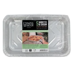Cerf Dellier 5 Barquettes de cuisson alu 23 x 14 cm