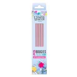 Outlet Cerf Dellier 12 bougies roses hautes 13 cm