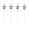 Discount Cerf Dellier 4 bougies étoiles à piquer argentées