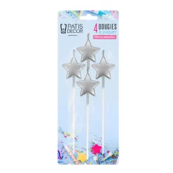 Discount Cerf Dellier 4 bougies étoiles à piquer argentées