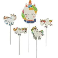 Clearance Cerf Dellier 5 cake toppers licornes assorties