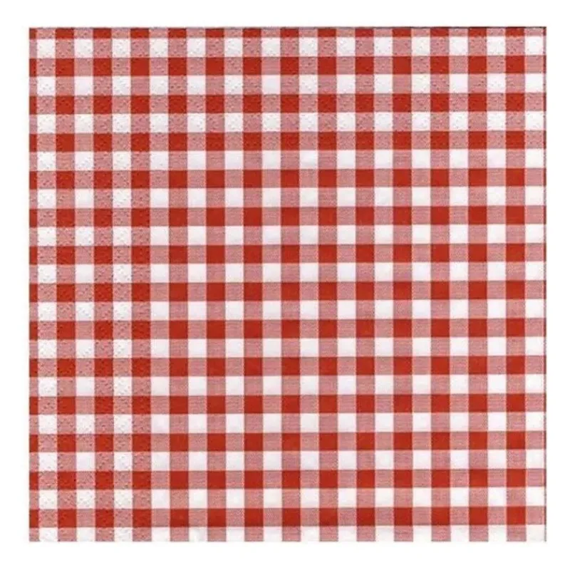 Outlet Cerf Dellier 50 Serviettes de table vichy rouge