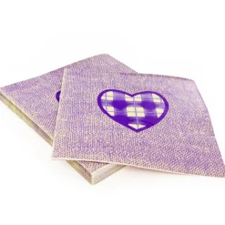 Cerf Dellier 20 Serviettes en papier coeur violet Patisdecor