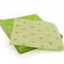Clearance Cerf Dellier 20 Serviettes en papier lin coeurs verts Patisdecor
