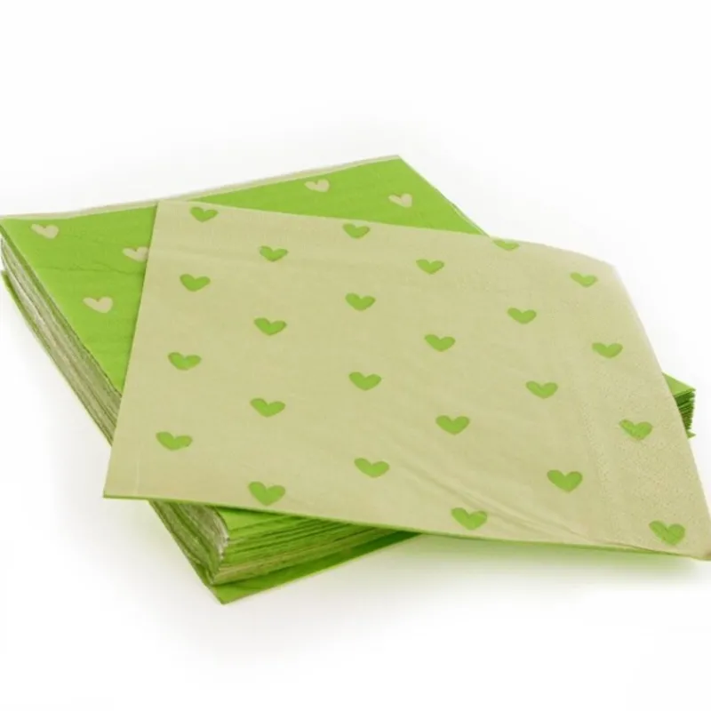 Clearance Cerf Dellier 20 Serviettes en papier lin coeurs verts Patisdecor