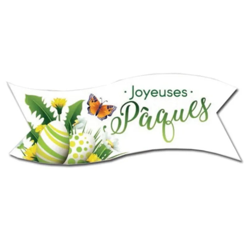 New Cerf Dellier Banderoles azyme vertes Joyeuses Pâques (x24)