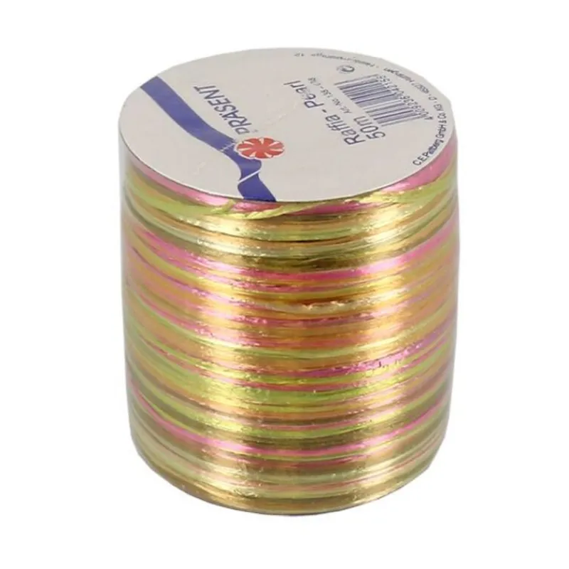 Best Cerf Dellier Bolduc Raphia Pearl anis / fuchsia / or 50 m