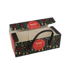 New Cerf Dellier Boîte à bûche à poignées décor scandinave 25 x 11 x 11 cm