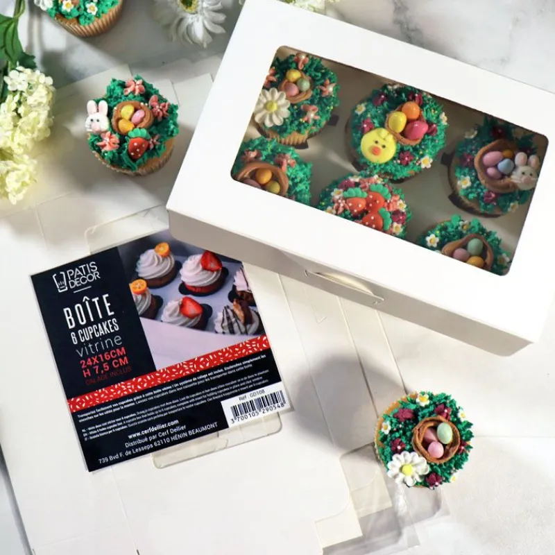 Sale Cerf Dellier Boîte cupcakes blanche rectangulaire 32,5 x 25 x 9 cm