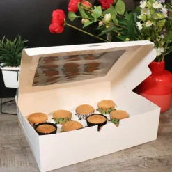 Outlet Cerf Dellier Boîte cupcakes blanche rectangulaire 24 x 16 x 7,5 cm