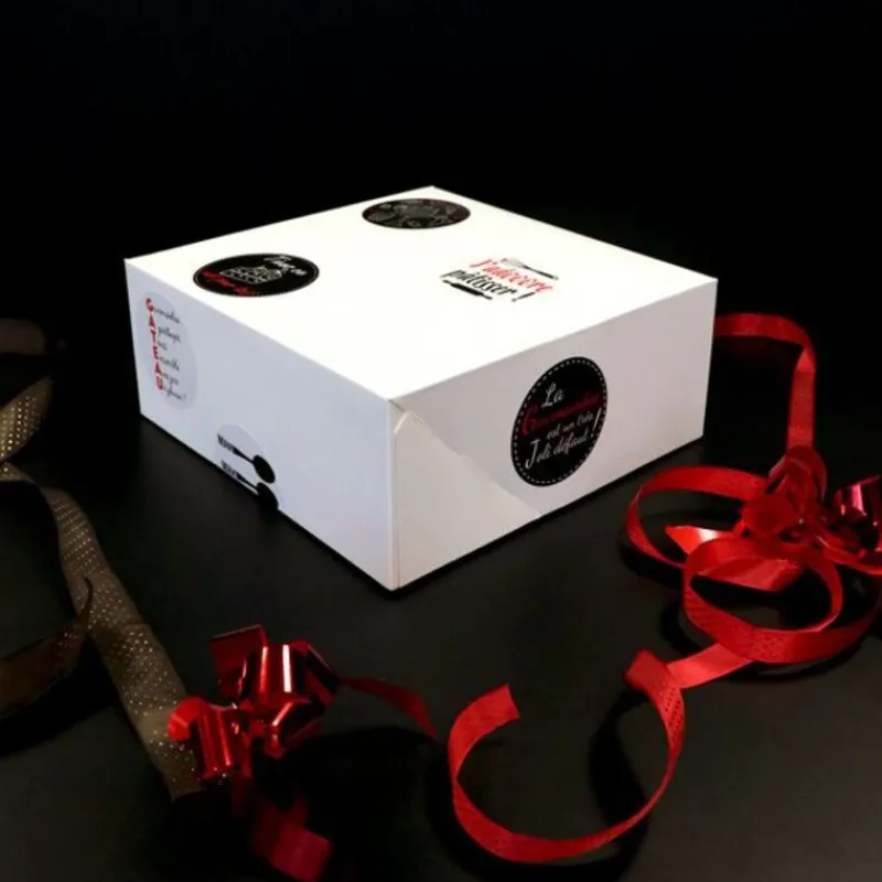 Clearance Cerf Dellier Boîte pâtissière carrée à personnaliser avec stickers 20 x 20 x 10 cm