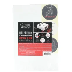 Clearance Cerf Dellier Boîte pâtissière carrée à personnaliser avec stickers 20 x 20 x 10 cm