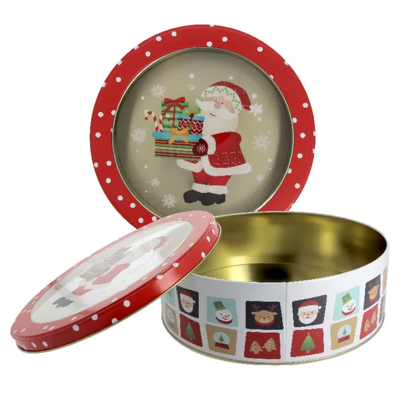 Outlet Cerf Dellier Boîte ronde à biscuits de Noël bonhomme de neige en métal - Ø 22,7 cm
