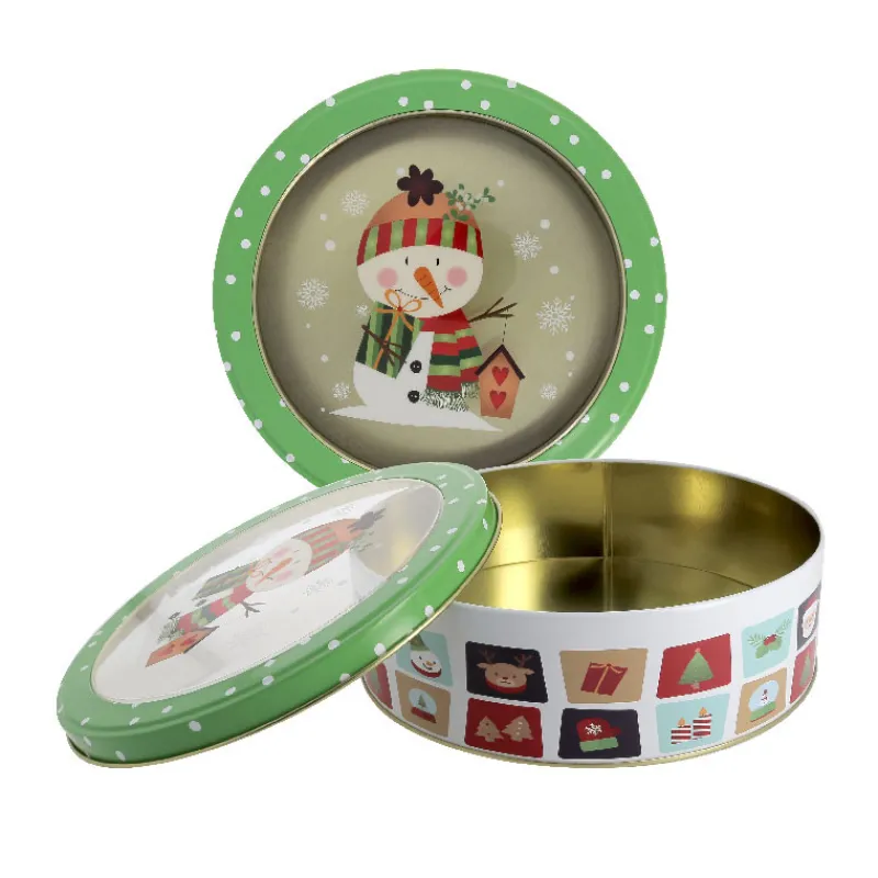 Online Cerf Dellier Boîte ronde à biscuits de Noël bonhomme de neige en métal - Ø 20,6 cm