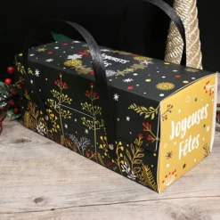 Cerf Dellier Boîtes à bûche à poignées, au décor végétal 30 x 11 x 11 cm (x 12)