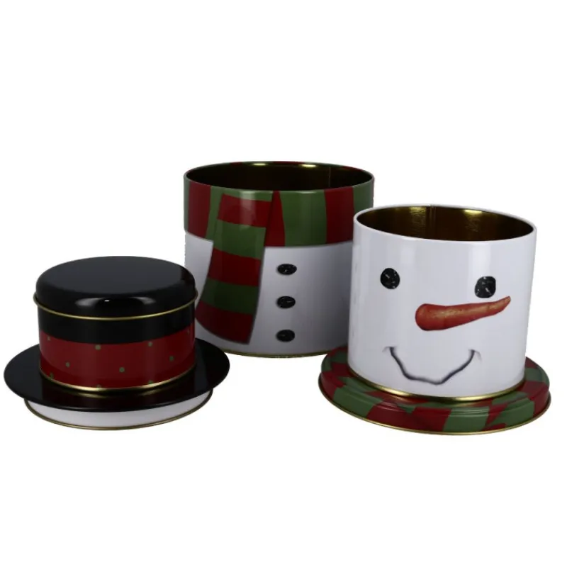 Hot Cerf Dellier Boîtes à biscuits de Noël Set de 3 à empiler Bonhomme de neige