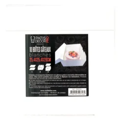 Best Cerf Dellier Boîtes pâtissières blanches 25x25 cm Hauteur 20 cm (x 10)