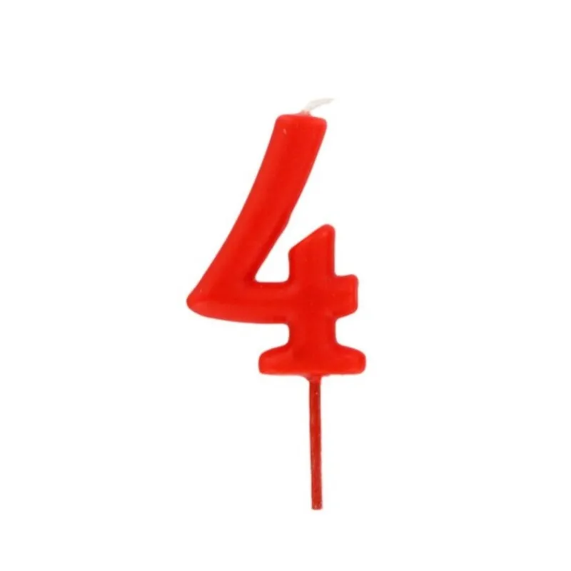 Cerf Dellier Bougie anniversaire chiffre 4 Rouge