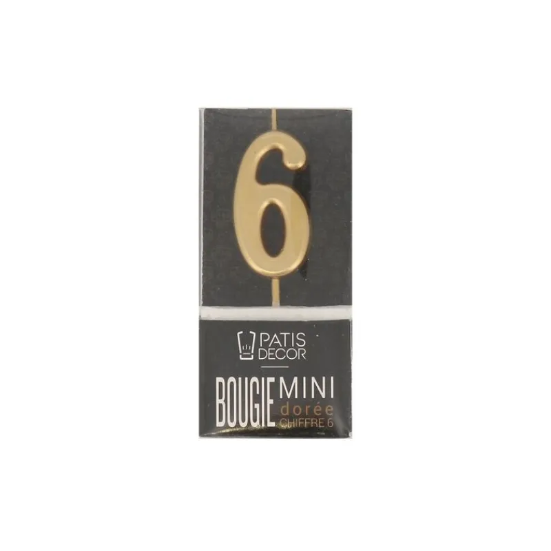 Sale Cerf Dellier Bougie anniversaire dorée chiffre 6