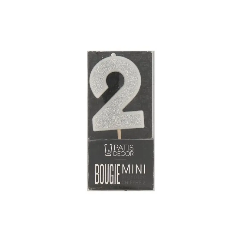 Best Cerf Dellier Bougie argentée pailletée chiffre 2