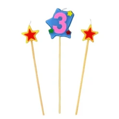 Hot Cerf Dellier Bougies chiffre 3 et étoiles sur pique