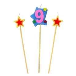 Sale Cerf Dellier Bougies chiffre 9 et étoiles sur piques