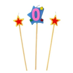 New Cerf Dellier Bougies chiffre 0 et étoiles sur piques