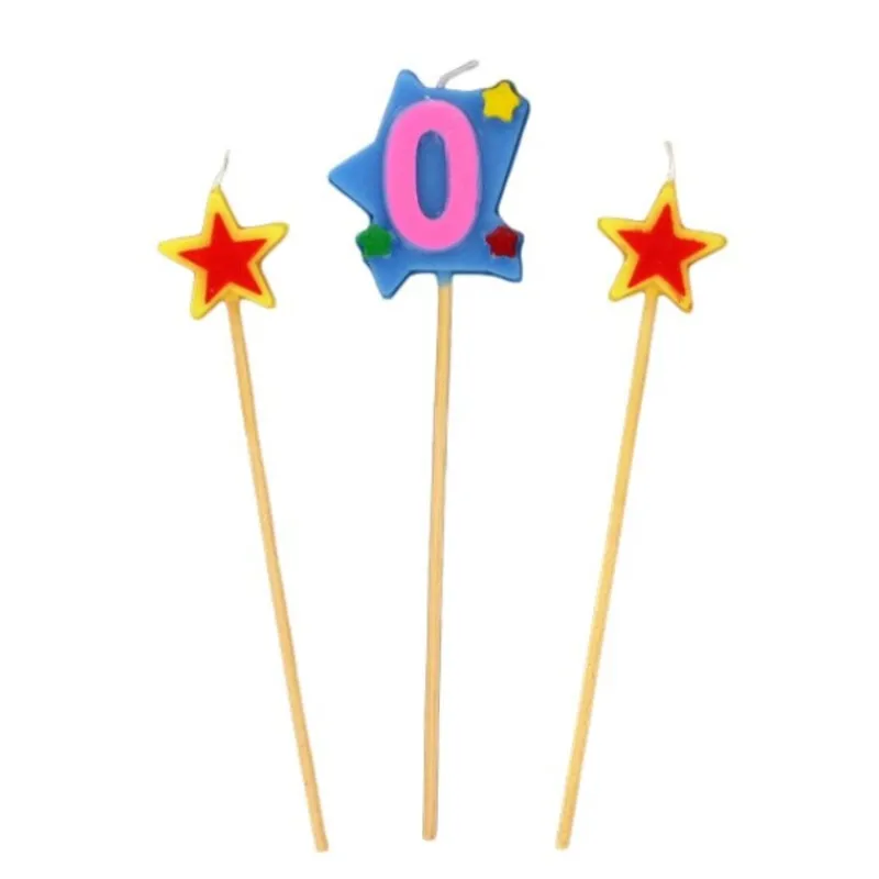 New Cerf Dellier Bougies chiffre 0 et étoiles sur piques