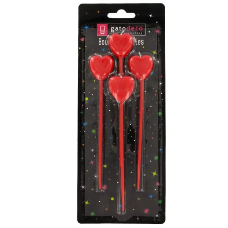Discount Cerf Dellier Bougies cœurs rouges sur pique haute (x 4)