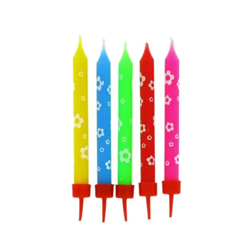 Hot Cerf Dellier Bougies muticolores fleurs (x 10)