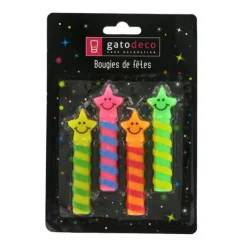 Sale Cerf Dellier Bougies Smileys Etoiles (x 4)