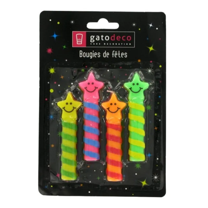 Sale Cerf Dellier Bougies Smileys Etoiles (x 4)