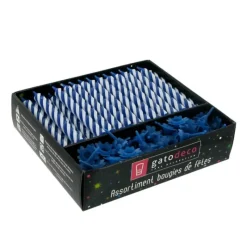 Best Cerf Dellier Bougies torsadées 8 cm et bobèches bleues (x 70)