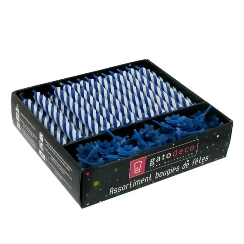 Best Cerf Dellier Bougies torsadées 8 cm et bobèches bleues (x 70)