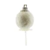 Outlet Cerf Dellier Boules de Noël blanches paillettes sur pique (x50)