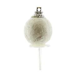 Outlet Cerf Dellier Boules de Noël blanches paillettes sur pique (x50)