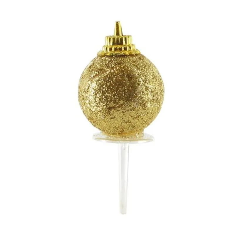 Sale Cerf Dellier Boules de Noël dorées paillettes sur pique (x50)