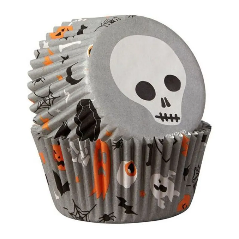 Sale Cerf Dellier Caissette cupcake Halloween Tête de Mort Wilton (x75)