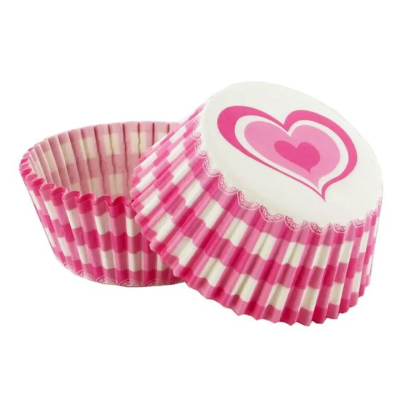 Online Cerf Dellier Caissettes cupcakes "Vichy cœur rose" (x50)