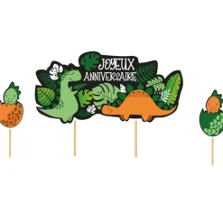 Discount Cerf Dellier Cake topper assortis "Joyeux anniversaire" thème Dinosaures