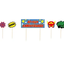 Outlet Cerf Dellier Cake topper assortis "Joyeux anniversaire" thème Super-héros