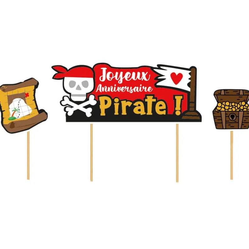 Outlet Cerf Dellier Cake topper assortis "Joyeux anniversaire" thème Pirates
