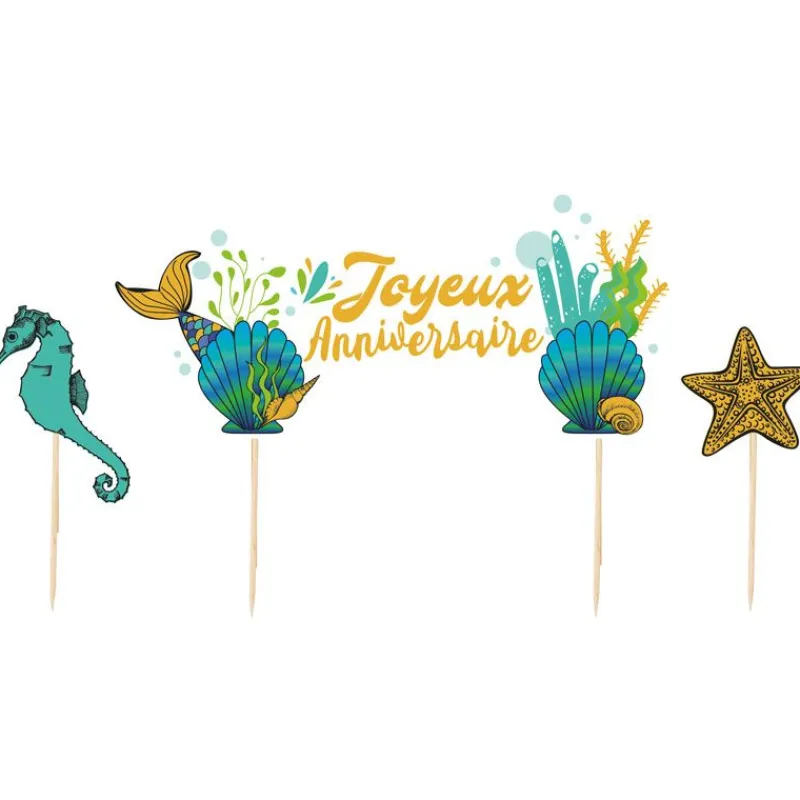 Online Cerf Dellier Cake topper assortis "Joyeux anniversaire" thème Sirène
