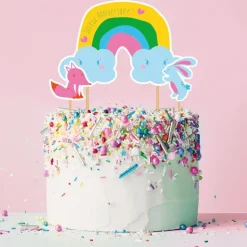 Best Cerf Dellier Cake topper assortis "Joyeux anniversaire" thème Arc-en-ciel