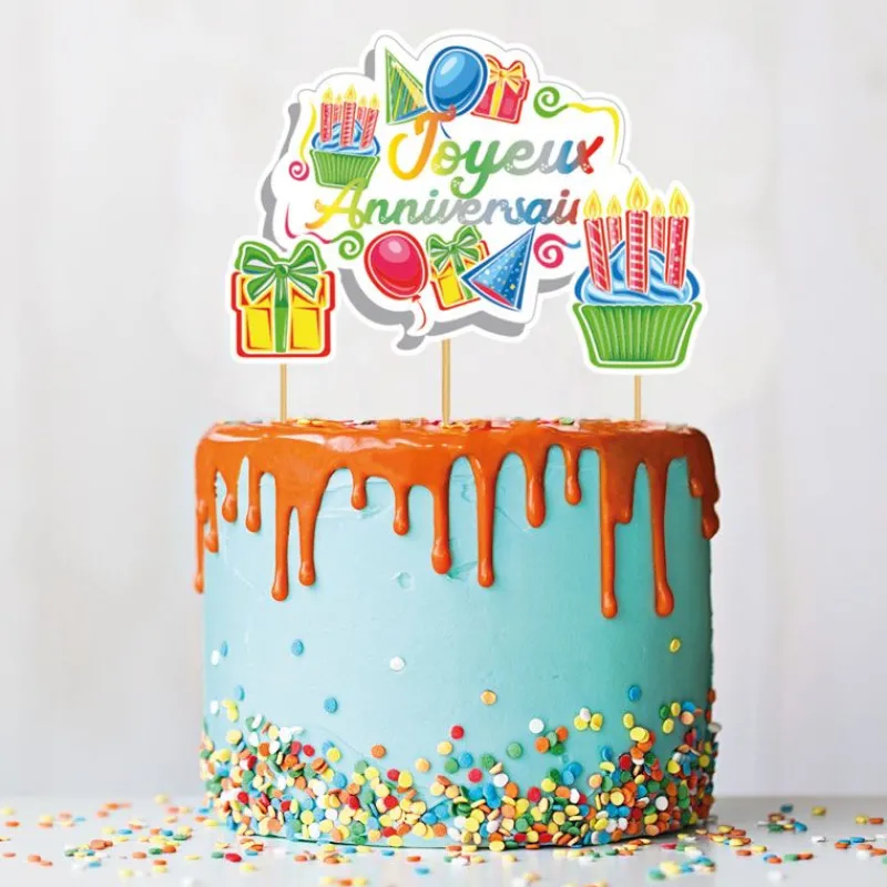 Outlet Cerf Dellier Cake topper assortis "Joyeux anniversaire" thème anniversaire enfantin