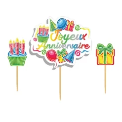 Outlet Cerf Dellier Cake topper assortis "Joyeux anniversaire" thème anniversaire enfantin