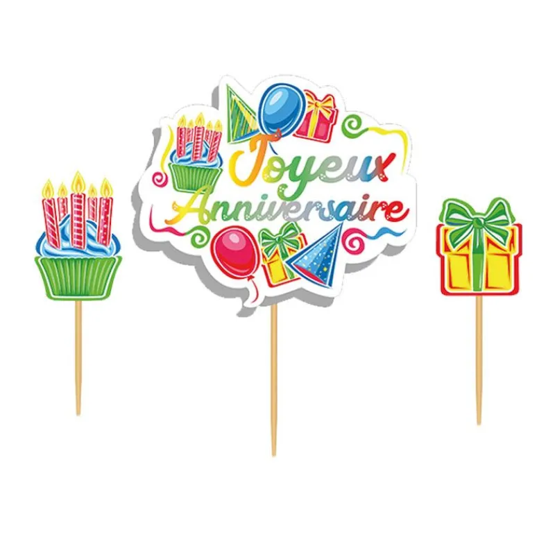 Outlet Cerf Dellier Cake topper assortis "Joyeux anniversaire" thème anniversaire enfantin