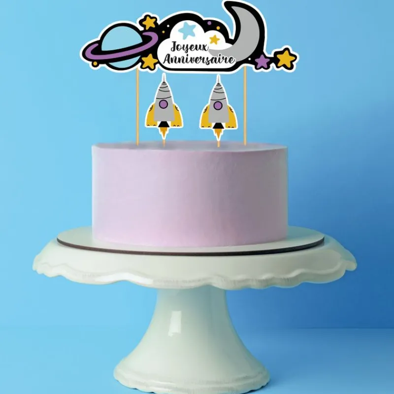 Hot Cerf Dellier Cake topper assortis "Joyeux anniversaire" thème Galaxie
