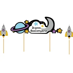Hot Cerf Dellier Cake topper assortis "Joyeux anniversaire" thème Galaxie