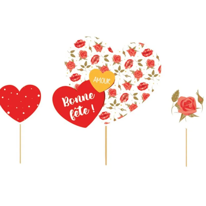 Online Cerf Dellier Cake topper assortis thème Romantique "Bonne fête"